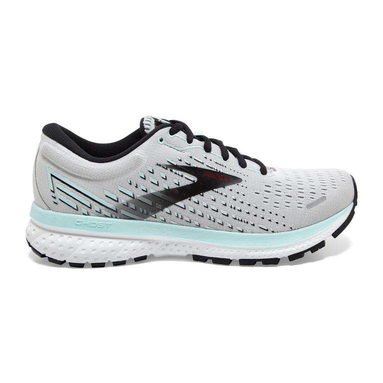 Brooks Ghost 13 Road Running Shoes - Women's - Grey/Fair Aqua/Black (85169-CKFM)